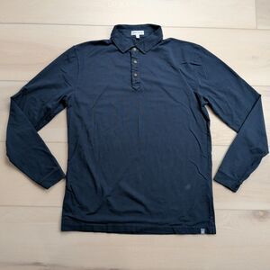 Peter Millar Lava Wash Polo Shirt Mens M Long Sleeve Pima Cotton Stretch Blue